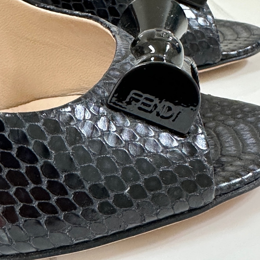 Fendi Black Peep-Toe Women's Shoes - Picture 4 of 6